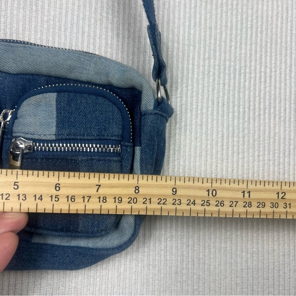 Small Denim Patchwork Purse Bag Adjustable - Picture 8 of 9